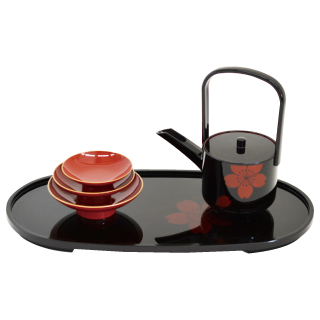 透き絵屠蘇器 小判型 さくら