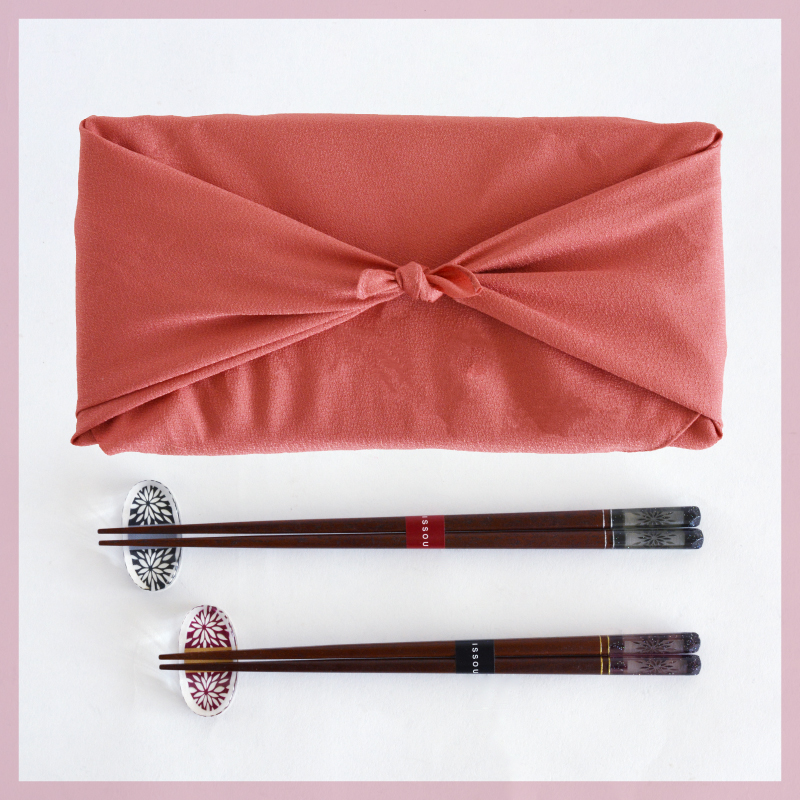 夫婦箸 桐箱箸置付 華花火