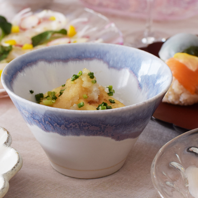 カラー流し反りボウル パープル