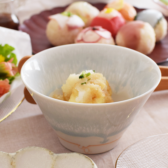 カラー流し反りボウル ブルー