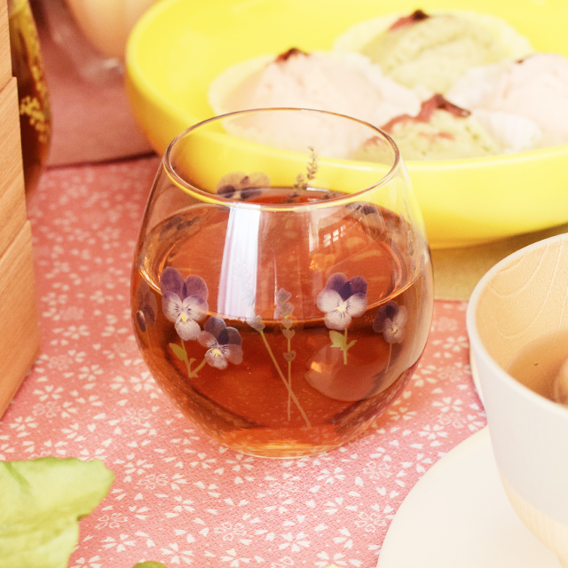 花文ペアフリーグラス ビオラ・ラベンダー