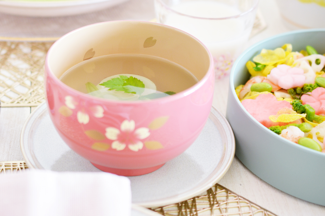 桜 カラー汁椀 ピンク内白