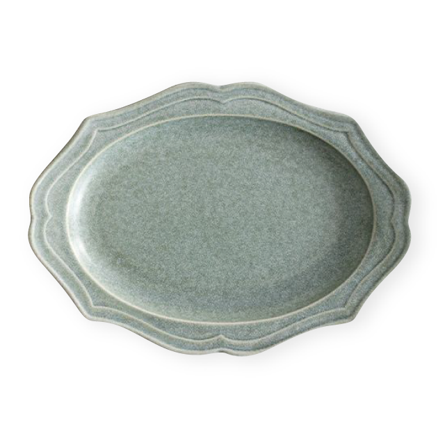 カードル23楕円皿 マットグリーン