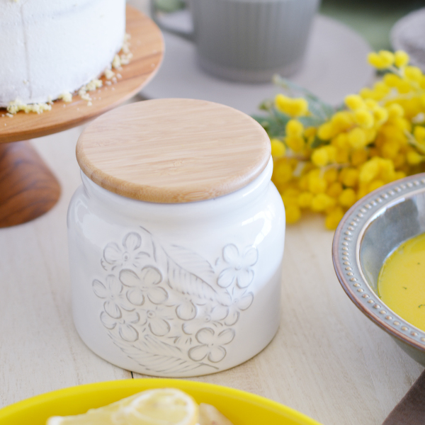 花彫り キャニスター ホワイト