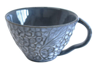 花彫り スープカップ グレー