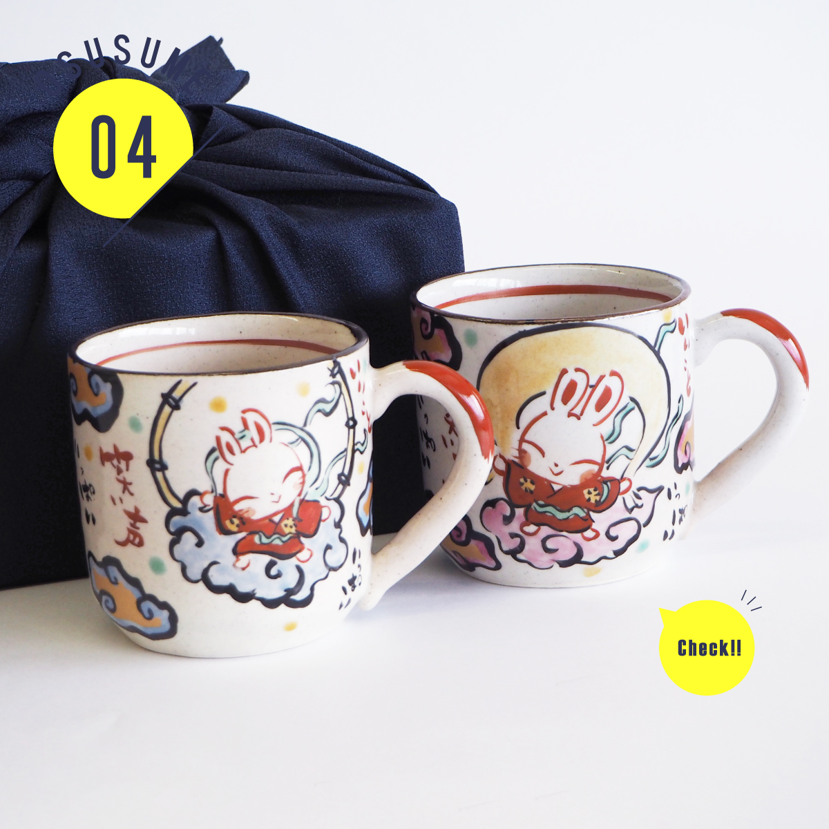 風神雷神うさぎマグペア