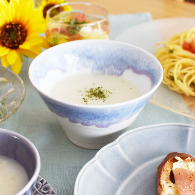 カラー流し反りボウル パープル