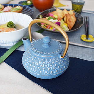 急須3型亀甲 銀/空色