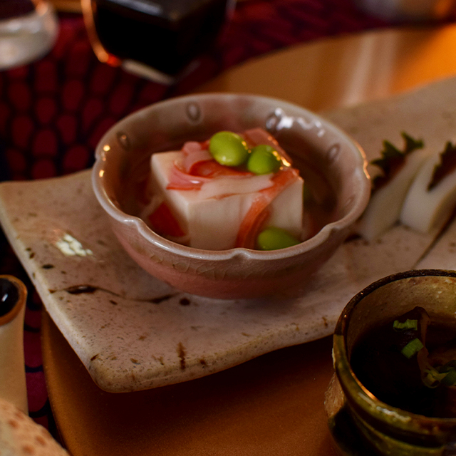 ピンク貫入灰釉流し酒肴セット