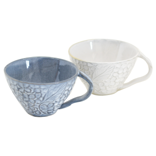 花彫り スープカップ グレー