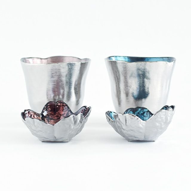 銀彩 フリーグラス ペア小皿付｜和食器通販｜織部 Online Store【公式】
