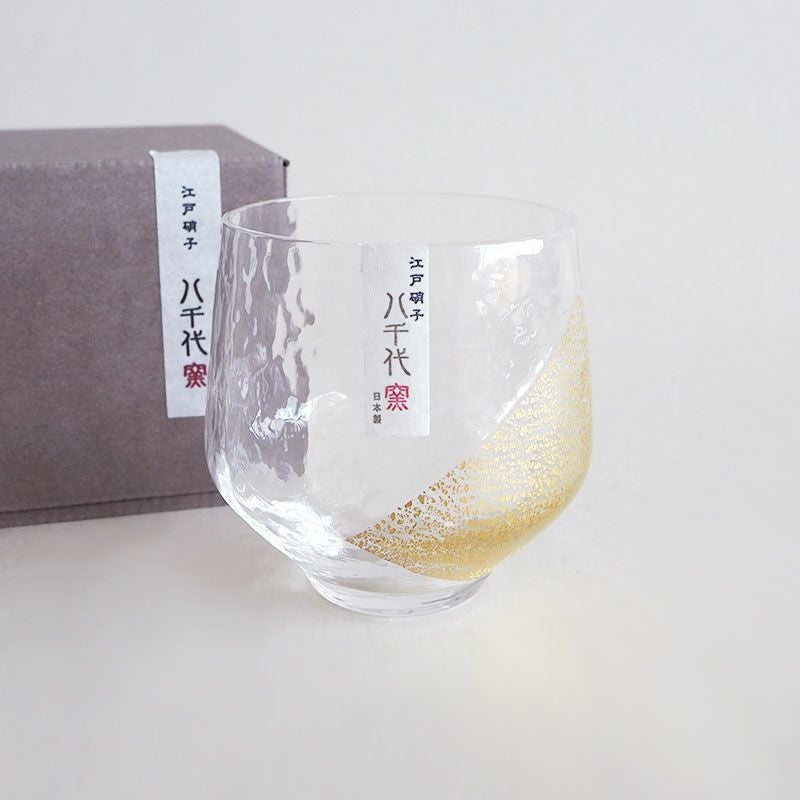 江戸硝子 八千代窯 フリーグラス 金箔