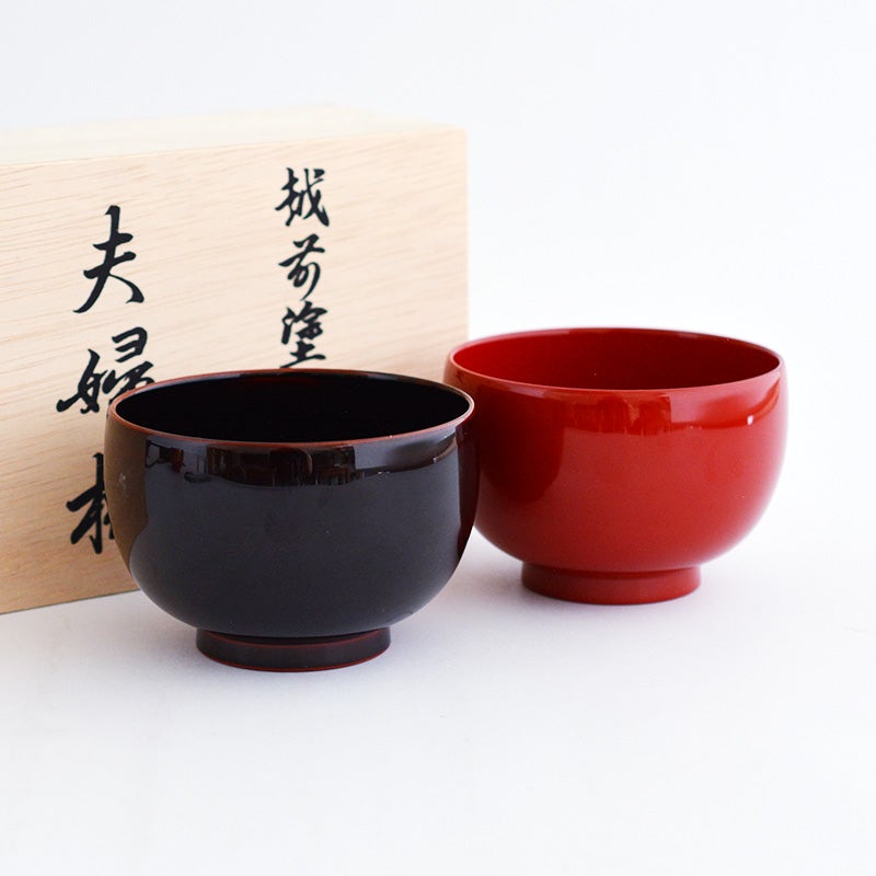 広晴 漆塗福寿夫婦汁椀