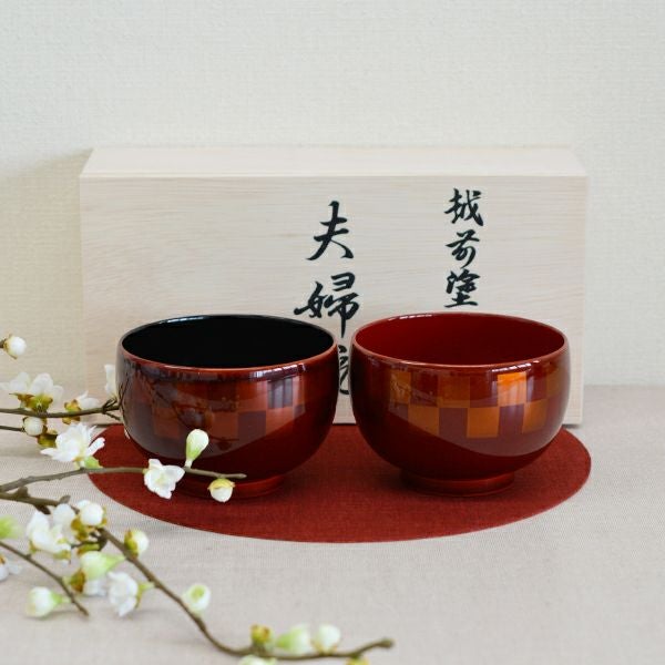 漆塗福寿夫婦汁椀｜和食器通販｜織部 Online Store【公式】