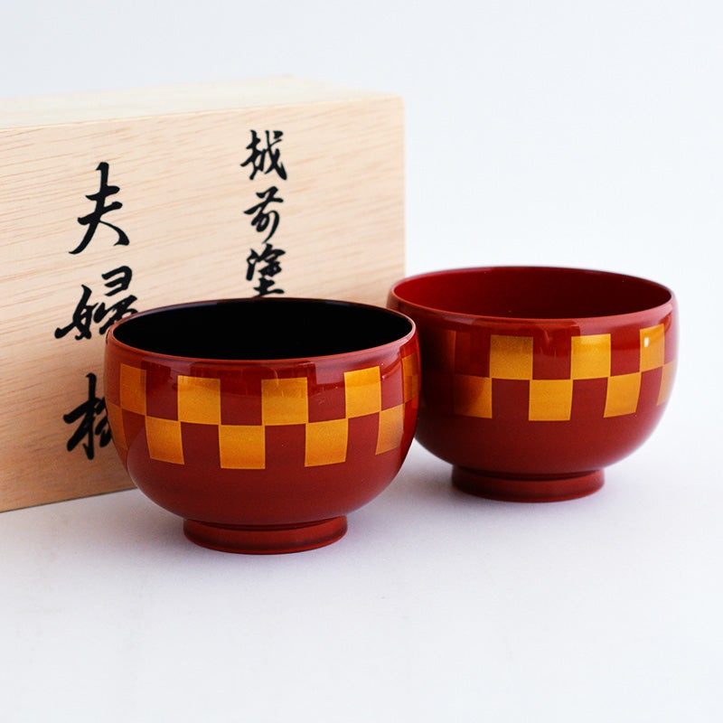 漆塗福寿夫婦汁椀｜和食器通販｜織部 Online Store【公式】