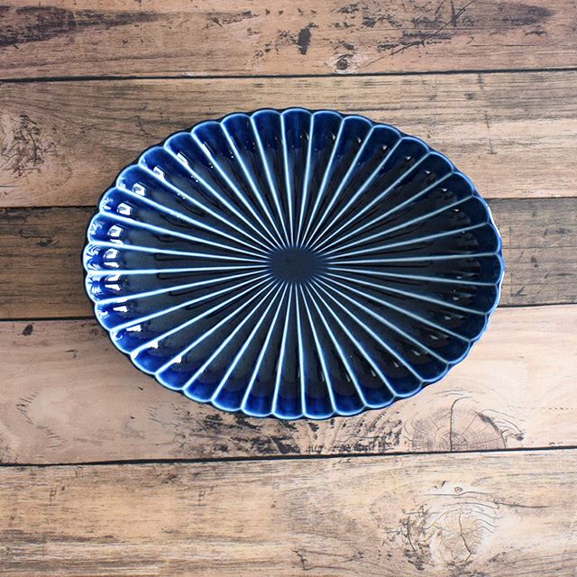 ぎやまん陶 楕円大皿 ナス紺ブルー｜和食器通販｜織部 Online Store