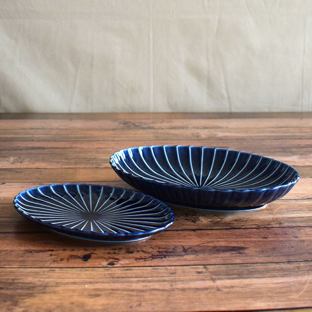 ぎやまん陶 楕円焼物皿 ナス紺ブルー｜和食器通販｜織部 Online Store