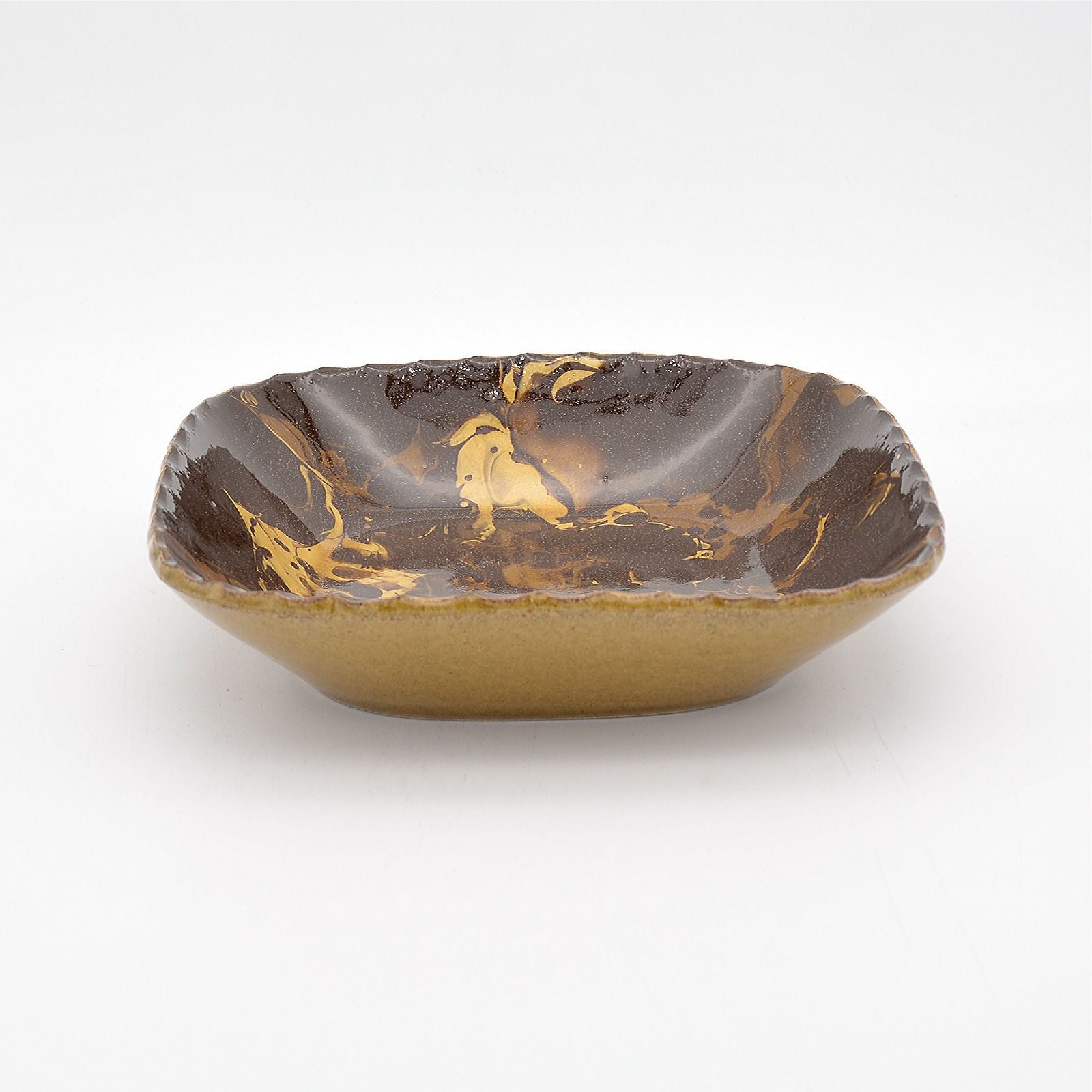 四角m slipware(マーブル茶)