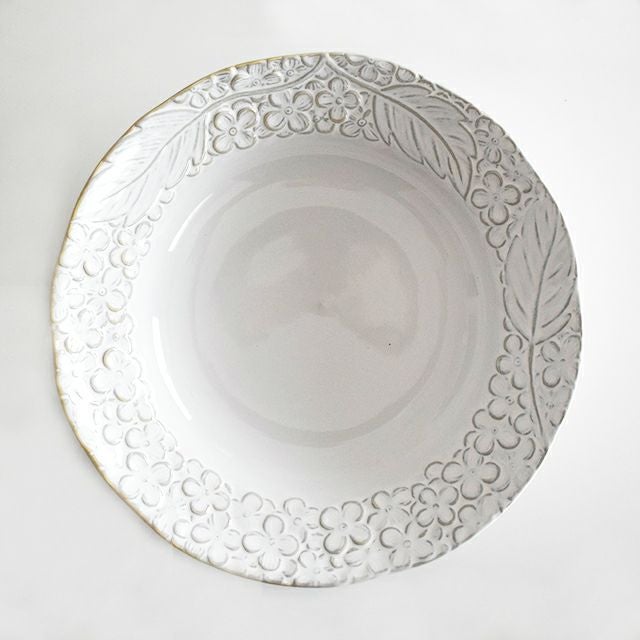 花彫り パスタボウル ホワイト｜和食器通販｜織部 Online Store【公式】