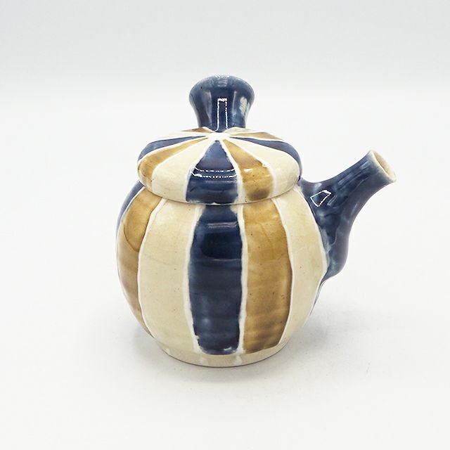 藤井敬之 白三彩青黄筒描き線文急須