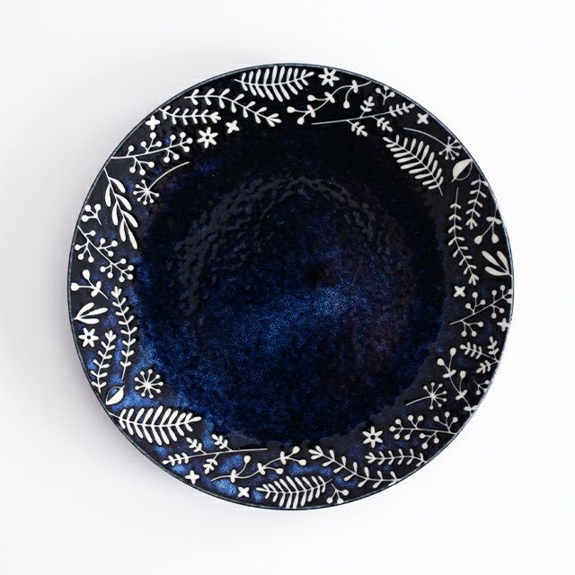 ボタニカル プレート 23cm ネイビー｜和食器通販｜織部 Online Store