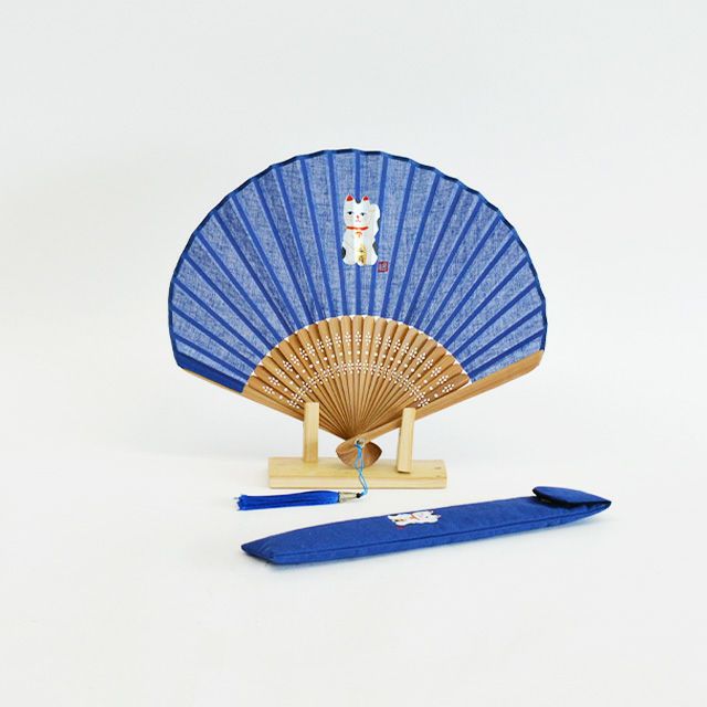 まねき猫扇子ケース付 青｜和食器通販｜織部 Online Store【公式】