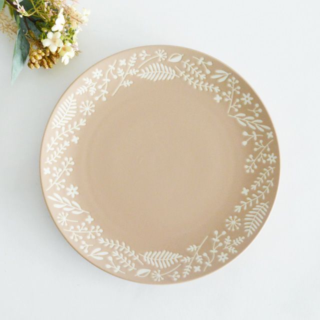 ボタニカル プレート 26.5cm ベージュマット｜和食器通販｜織部 Online