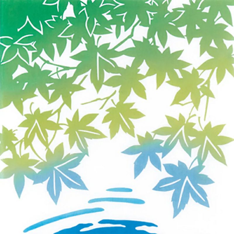 青紅葉の下で悠々と泳ぐ金魚達