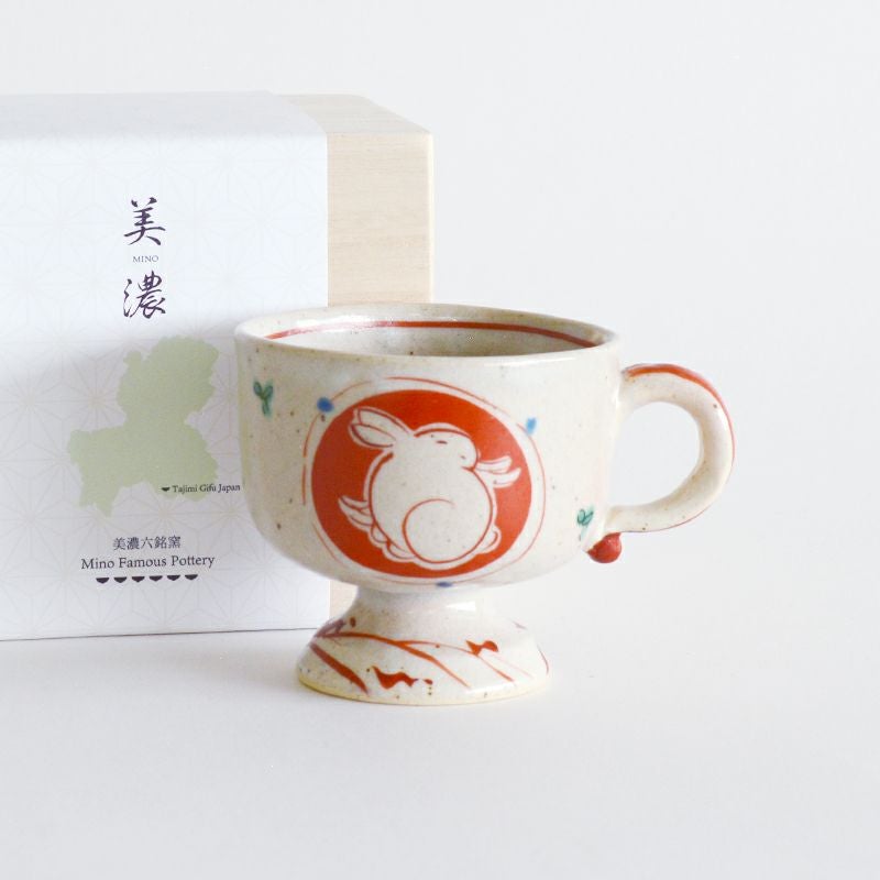 赤絵うさぎ高台マグ｜和食器通販｜織部 Online Store【公式】