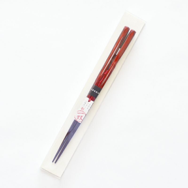 田園箸 21cm レッド