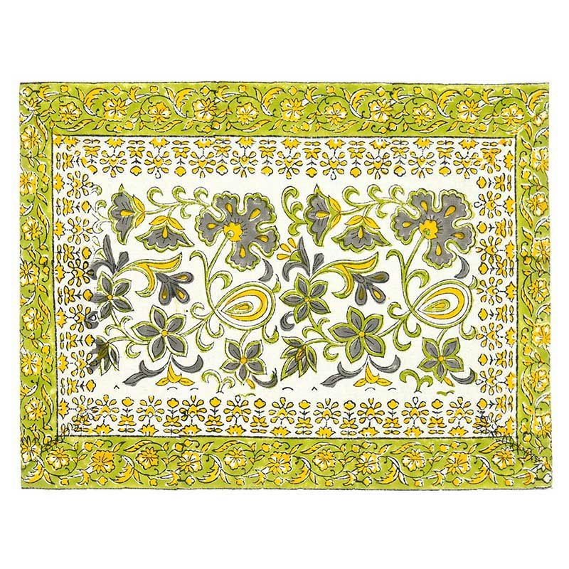 ランチョンマット ブロックプリント オリーブ｜和食器通販｜織部