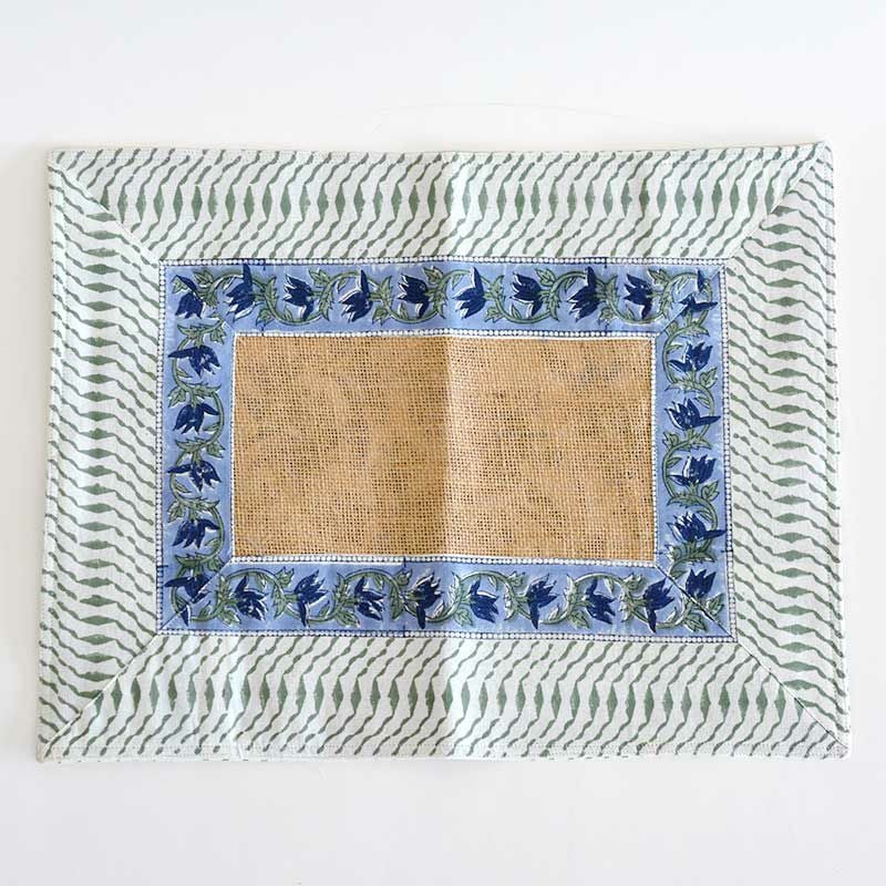 ランチョンマットブロックプリント ブルー