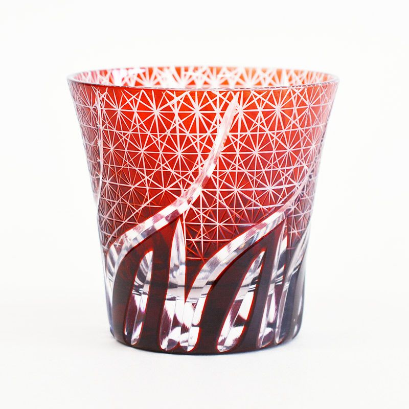 切子 オールドグラス 風樹 レッド｜和食器通販｜織部 Online Store【公式】