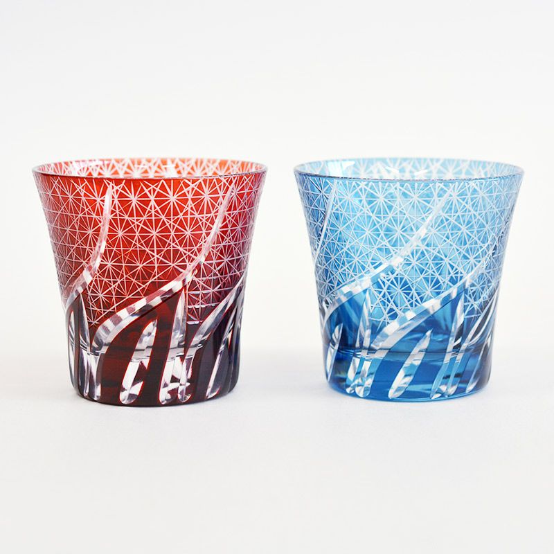 切子 オールドグラス 風樹 レッド｜和食器通販｜織部 Online Store【公式】