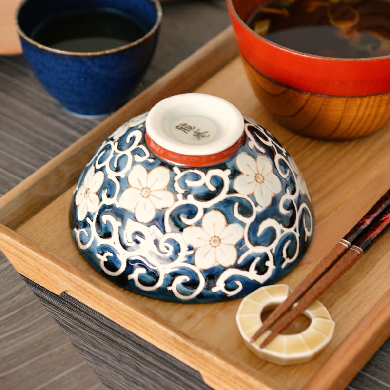 桔梗唐草 茶碗 赤｜和食器通販｜織部 Online Store【公式】