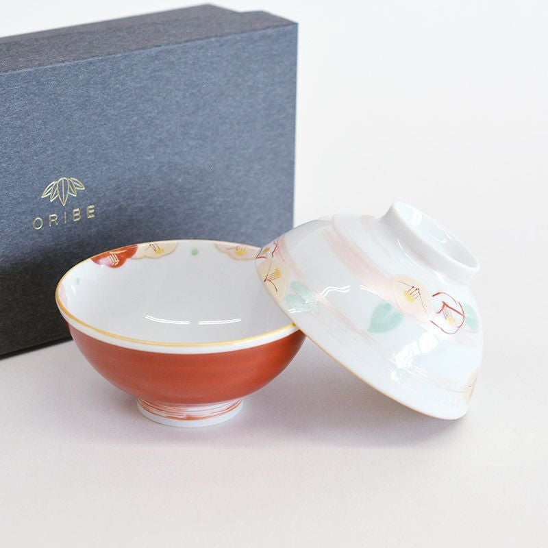 赤絵 流水椿 茶碗ペア｜和食器通販｜織部 Online Store【公式】