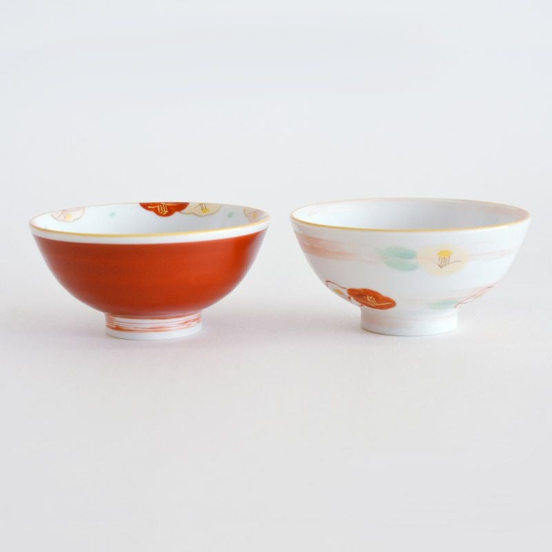 赤絵 流水椿 茶碗ペア｜和食器通販｜織部 Online Store【公式】