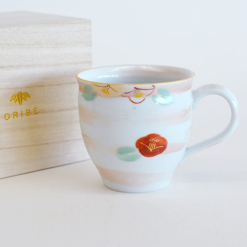 赤絵 流水椿 マグカップ 白｜和食器通販｜織部 Online Store【公式】