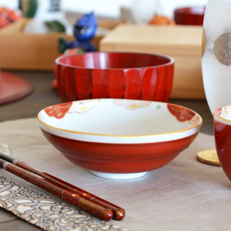 赤絵 流水椿 小鉢ペア｜和食器通販｜織部 Online Store【公式】