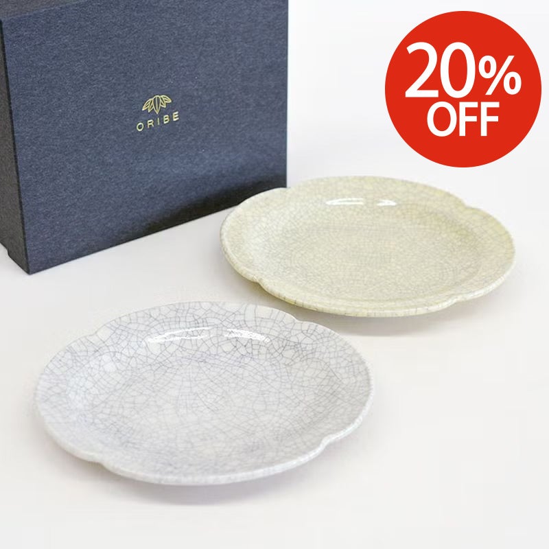 oribe pottery オーバルプレートSペア
