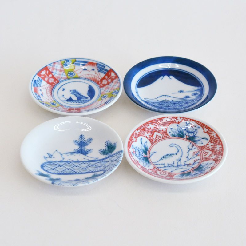 江戸っ子恐竜 しあわせ図鑑（まめ皿4枚セット）｜和食器通販｜織部