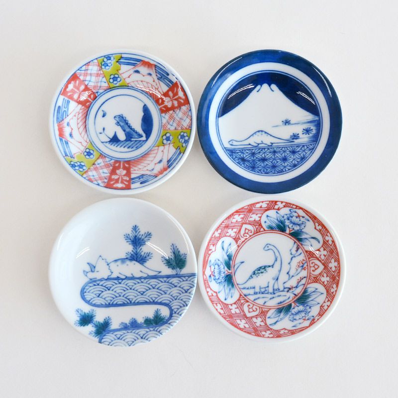 江戸っ子恐竜 しあわせ図鑑（まめ皿4枚セット）｜和食器通販｜織部