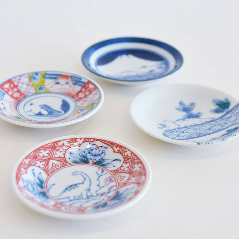 江戸っ子恐竜 しあわせ図鑑（まめ皿4枚セット）｜和食器通販｜織部