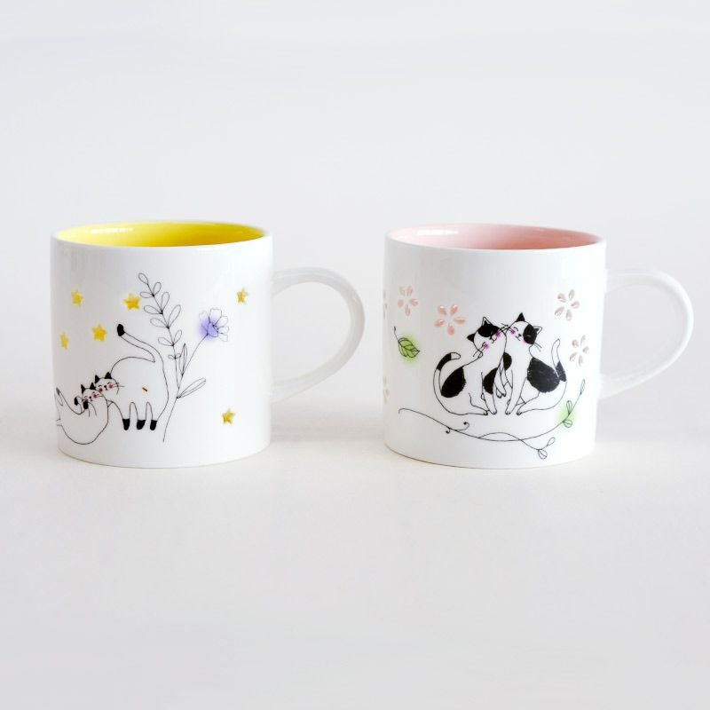 蛍彫り マグカップ 花とネコ｜和食器通販｜織部 Online Store【公式】