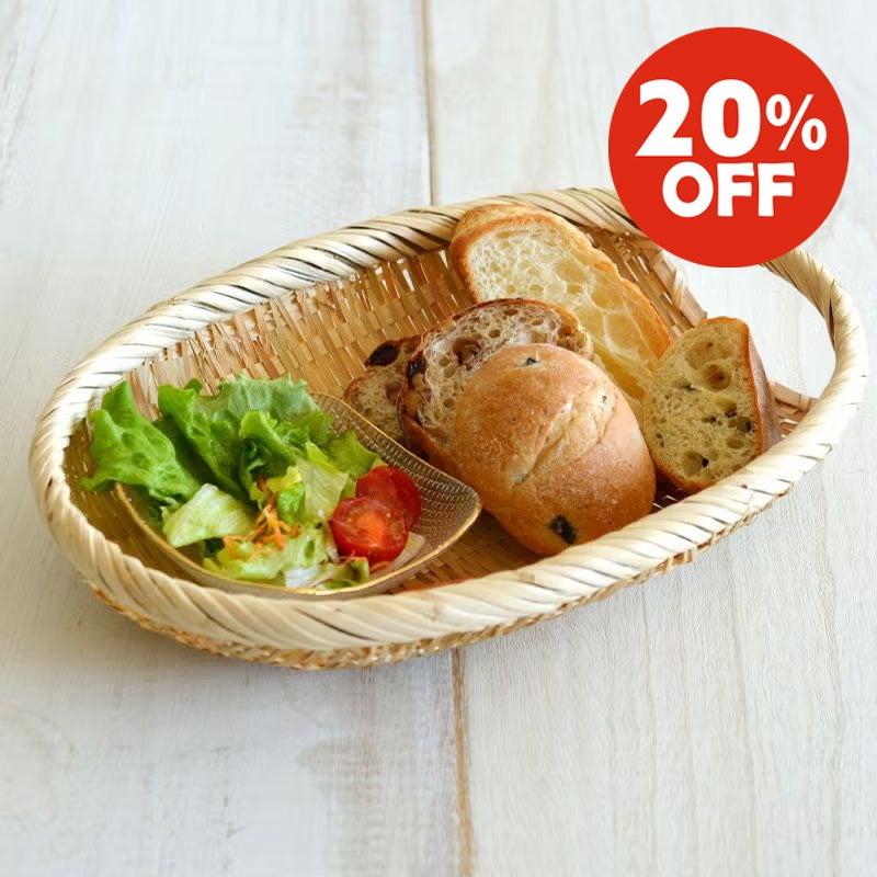 持ち手付竹ざる 楕円大｜和食器通販｜織部 Online Store【公式】