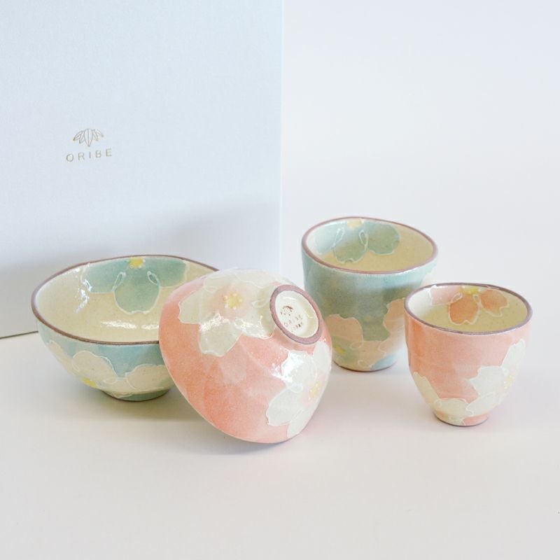 白マット花夫婦揃｜ギフトにも最適｜和食器通販｜織部 Online Store