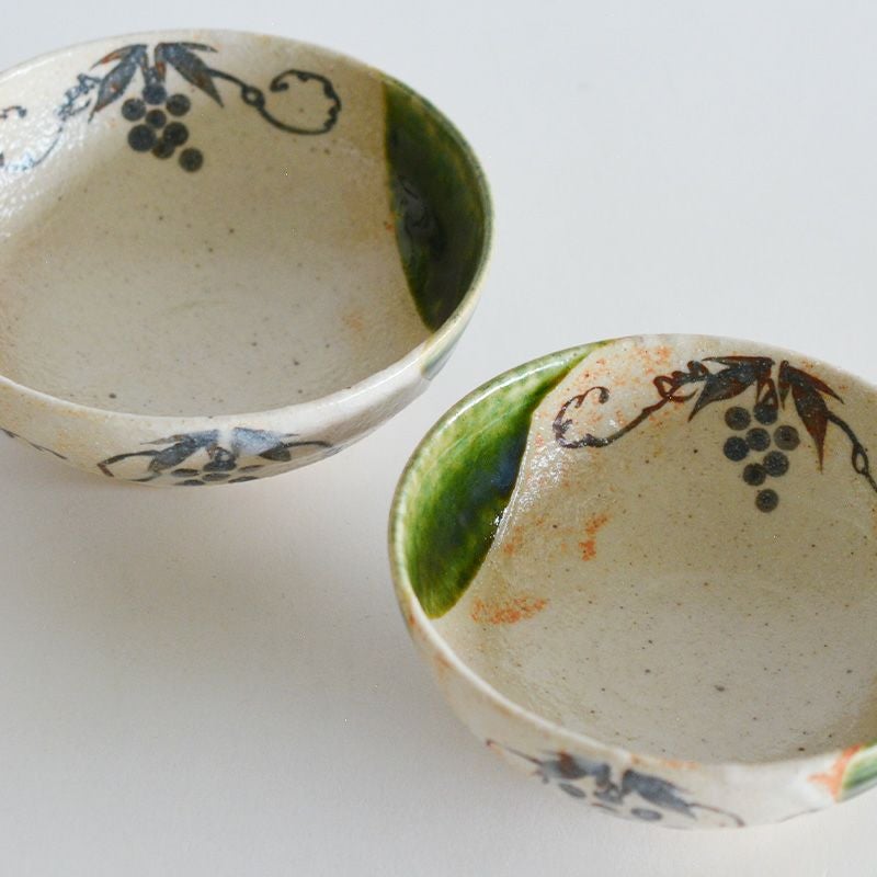 織部ぶどう 夫婦揃 （箸付き）｜名入れ対応・贈り物に｜和食器通販