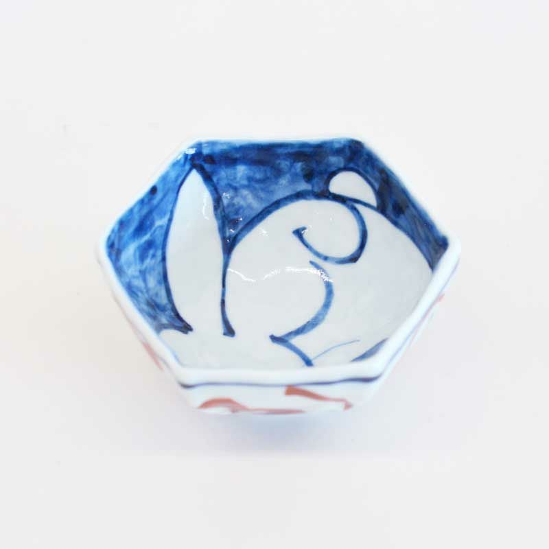 赤絵うさぎ 六角小鉢｜和食器通販｜織部 Online Store【公式】
