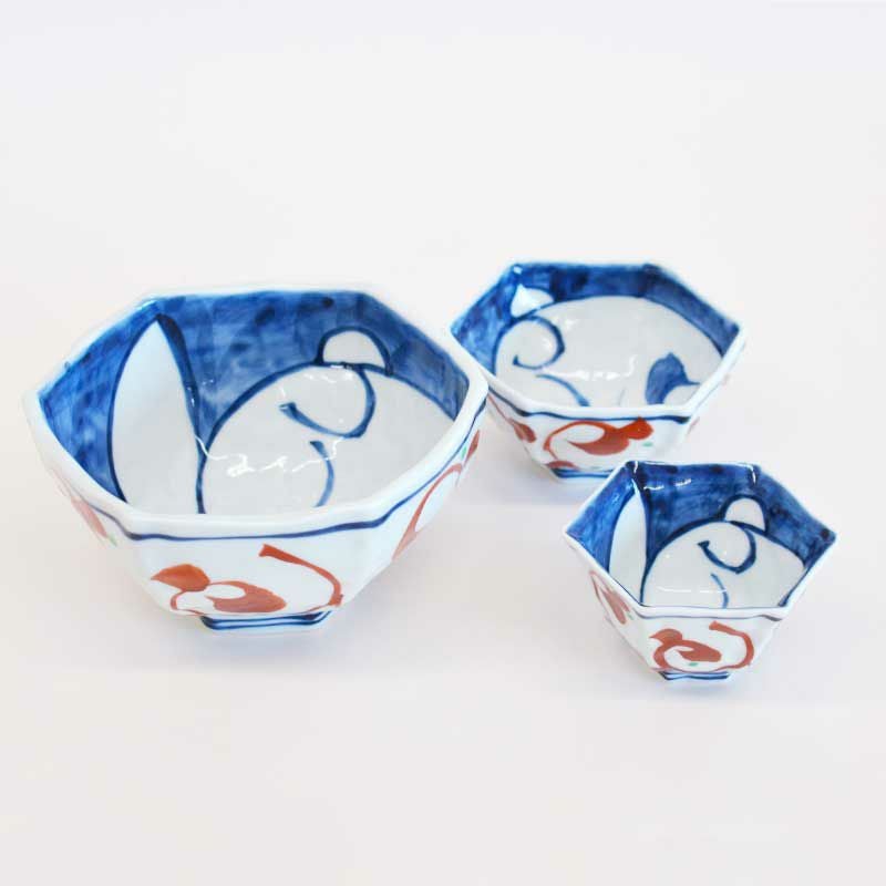 赤絵うさぎ 六角小鉢｜和食器通販｜織部 Online Store【公式】