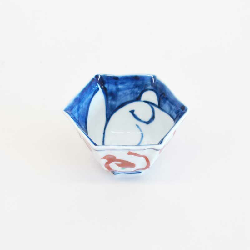 赤絵うさぎ 六角小付｜和食器通販｜織部 Online Store【公式】